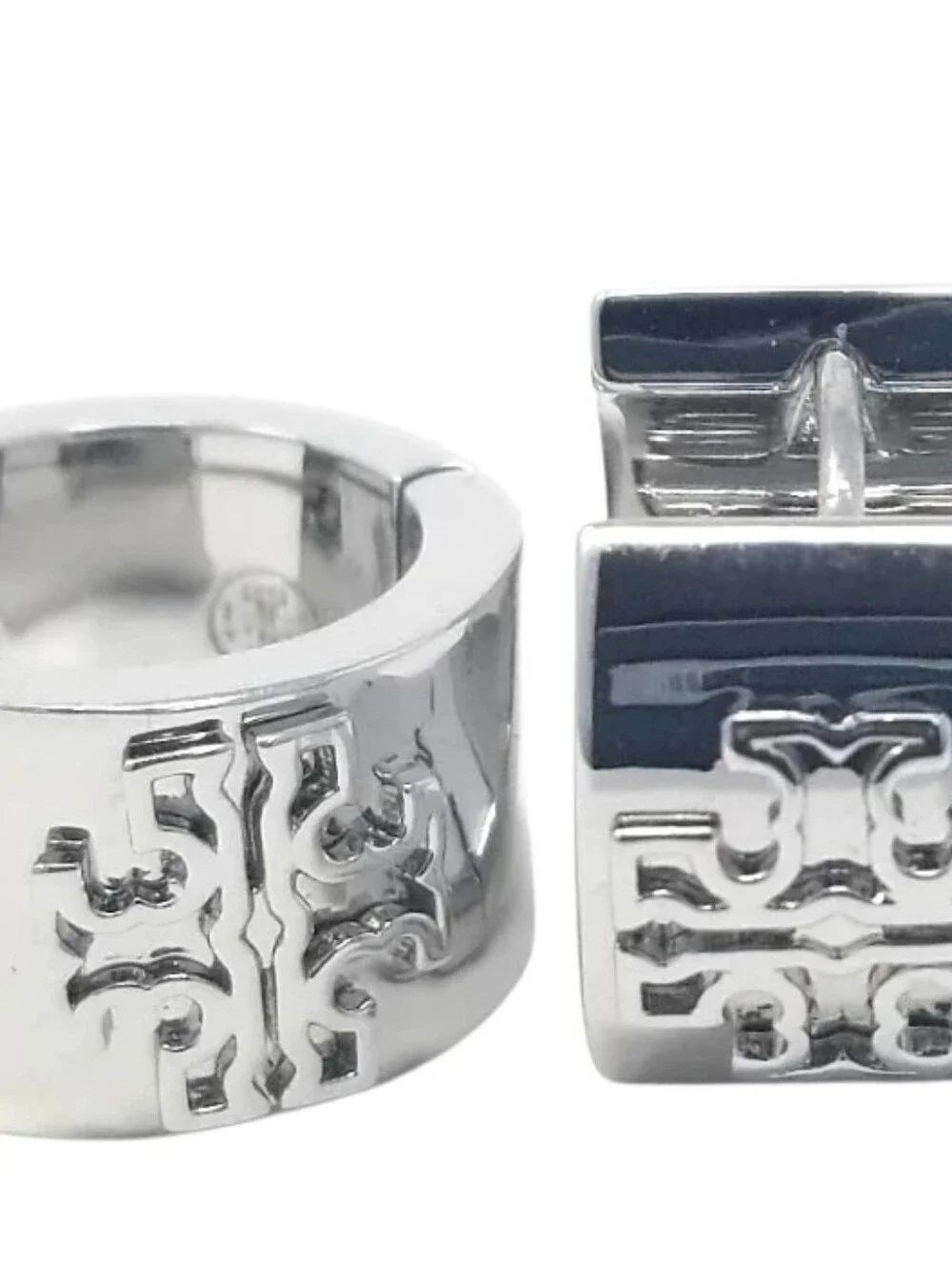 Tory Burch Britten Huggie Small & Wide Hoops with Double T Logo